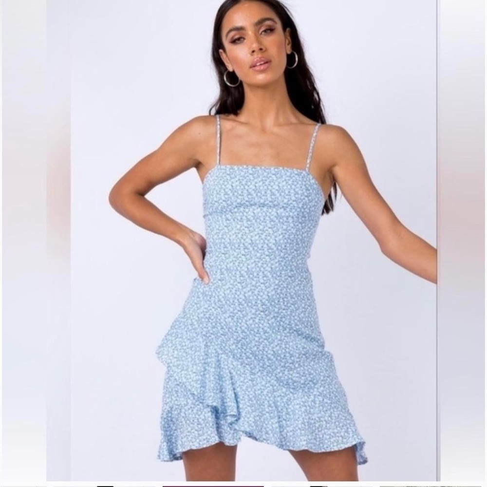 Princess Polly Grasby Ditsy Floral Mini Dress in Blue - Size 4